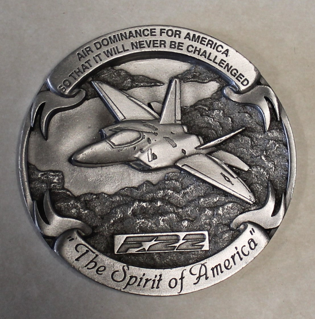 F-22 Raptor Aircraft Shaped Challenge Coin 