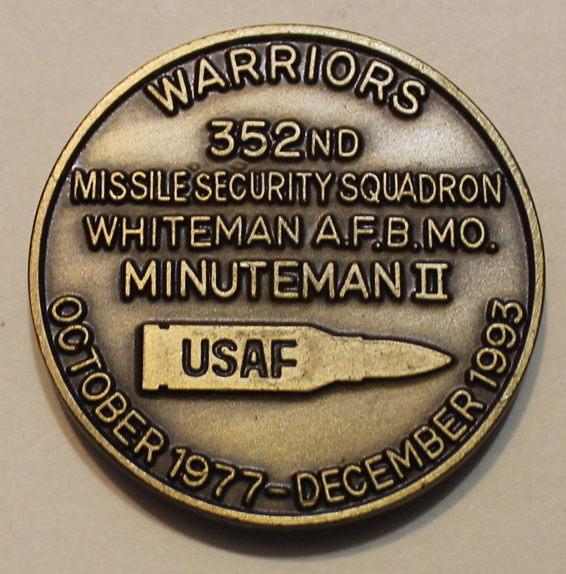 352nd Missile Security Police Squadron (1977-1993) Minuteman Missile II Air  Force Challenge Coin