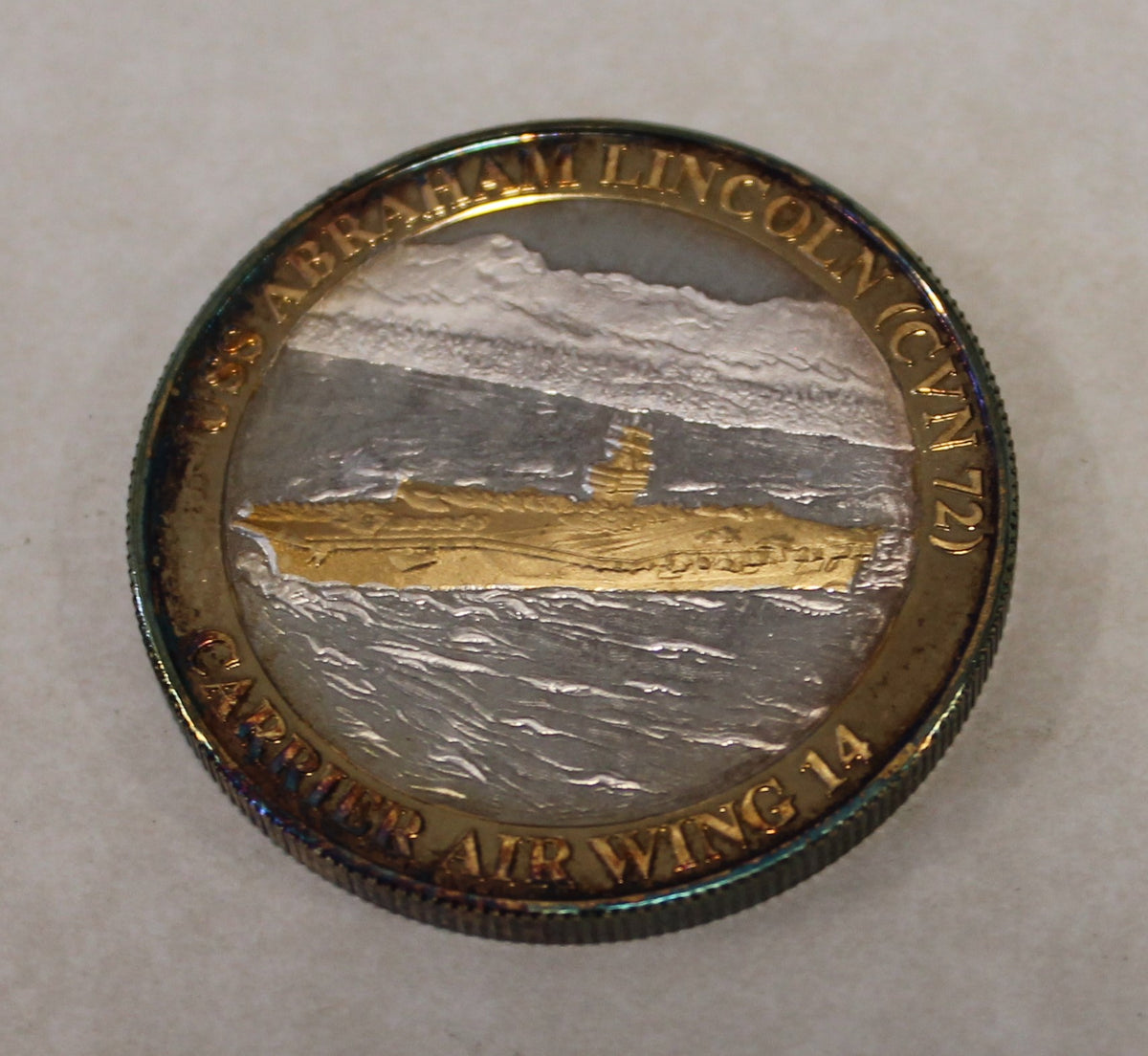 Carrier Air Wing 14, USS Abraham Lincoln CVN-72 Silver Navy Challenge Coin