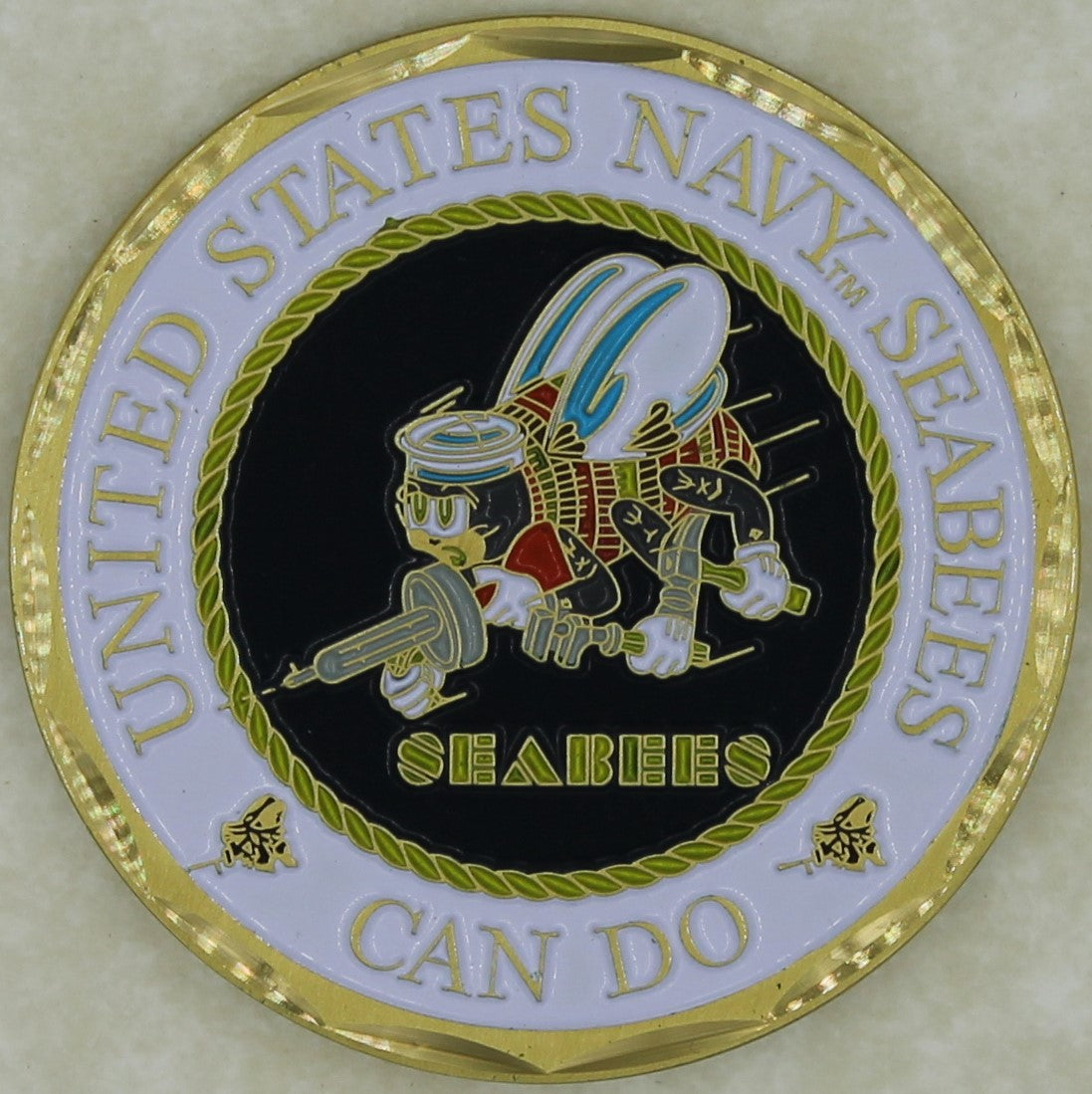 Seabee CB Warfare Can Do Navy Challenge Coin Rolyat Military