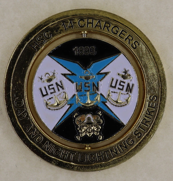 HSC-14 Chargers Day And Night Lightning Strikes Chef's Mess Navy Challenge Coin