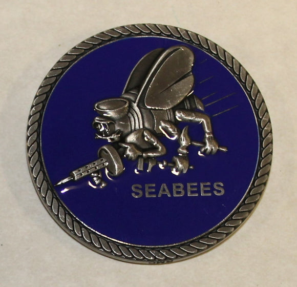 Seabee Construction Battalion Rates / CB Blue Enamel Navy Challenge Coin