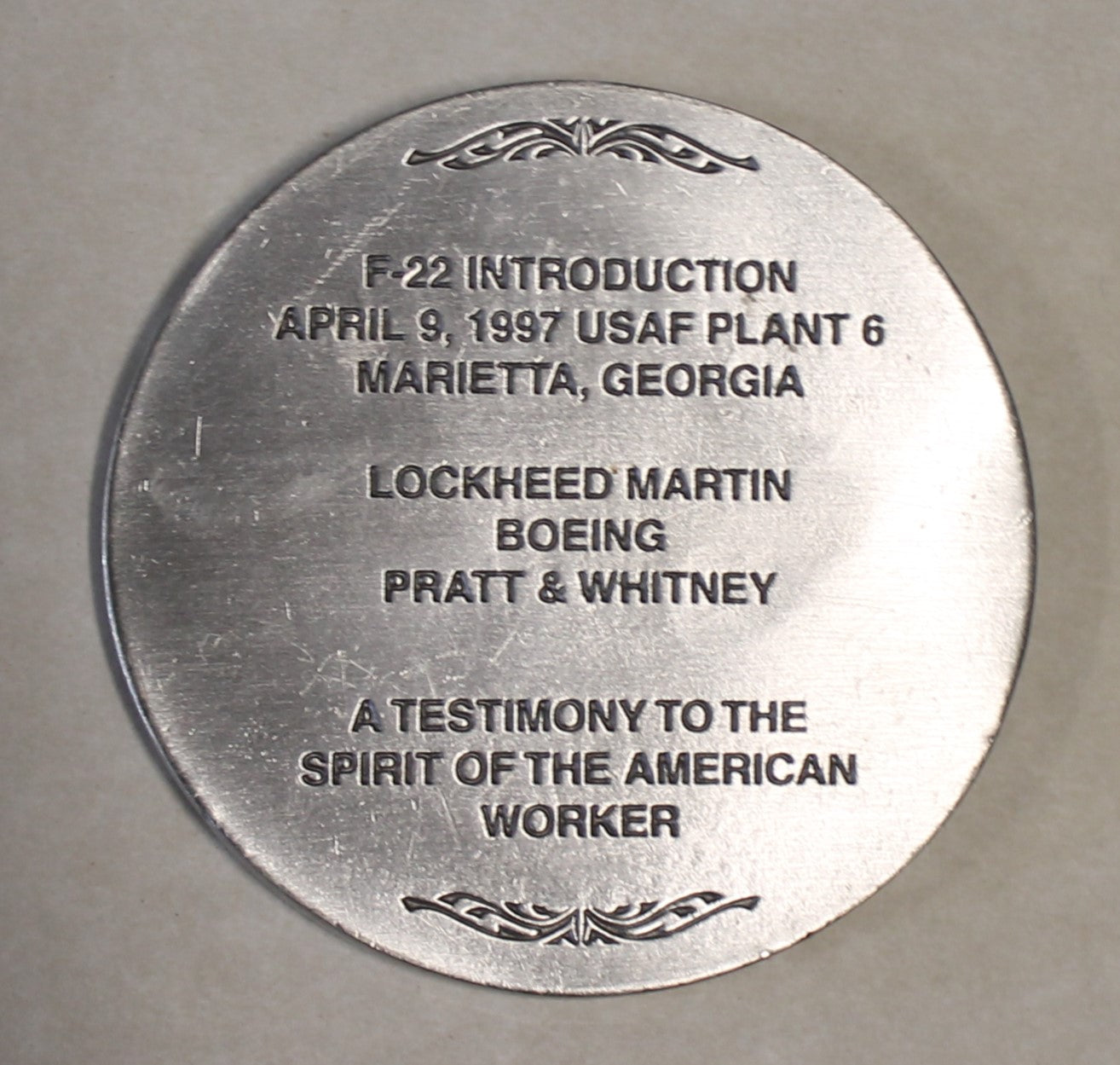 thumbnail image 2 of US Air Force F-22 Raptor Challenge Coin – Original Mint In Airtight Capsule 2 of 5