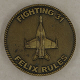 VFA-31 Fighting 31 Felix Rules Navy Challenge Coin