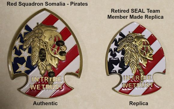 INFORMATION:Authentic vs. Replica SEAL Team 6 / DEVGRU Red Squadron Somalia Deployment Navy Challenge Coin