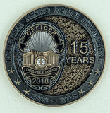 Louisville Police Celebrating 15 Years of Service Challenge Coin