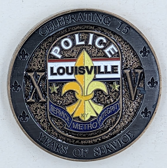 Louisville Police Celebrating 15 Years of Service Challenge Coin