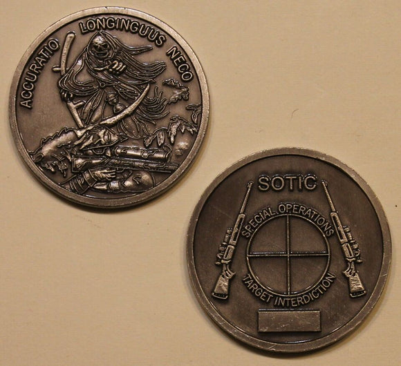Sniper Special Operations Target Interdiction SOTIC Army Challenge Coin Spec Sil