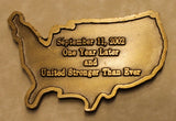 September 11, 2002 One Year Later and United Stonger Than Ever Challenge Coin