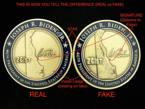 Official vs. Reproduction POTUS Joseph R Biden 46th President of the United States Challenge Coin