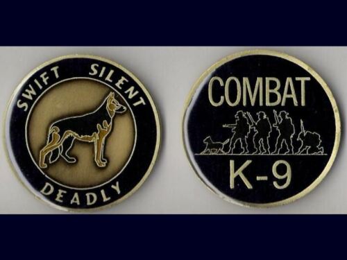 Combat K9 and Handler Army Navy Marine Air Force Challenge Coin / Blue