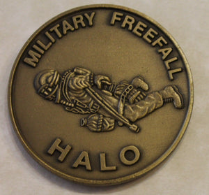 HALO High Altitude Low Open Free Fall Airborne Paratrooper bronnze Army Challenge Coin