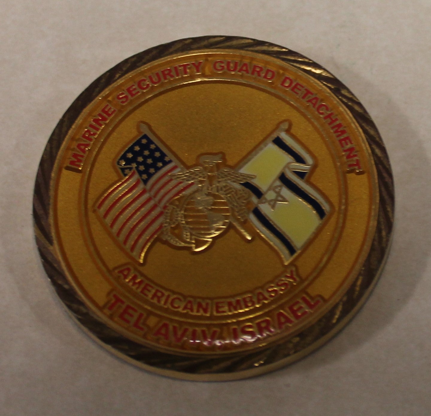 US Embassy Tel Aviv Israel Marine Corps Security Guard Detachment Challenge  Coin