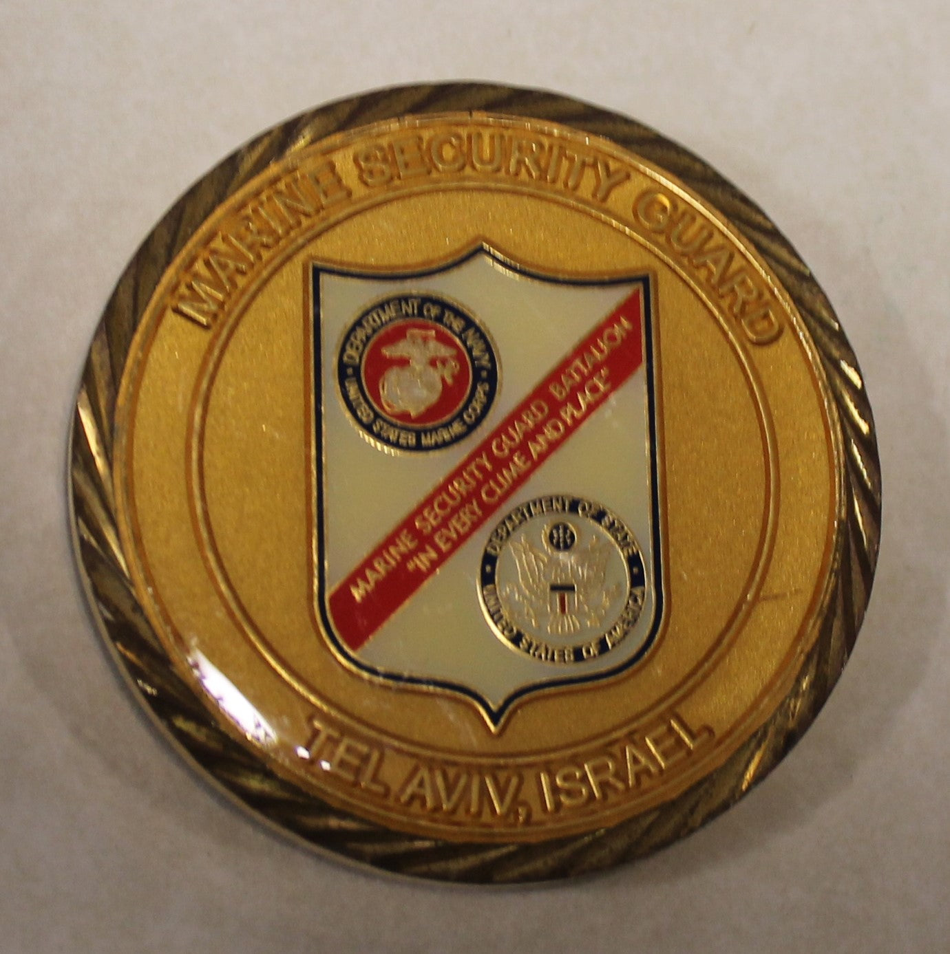 US Embassy Tel Aviv Israel Marine Corps Security Guard Detachment Challenge  Coin