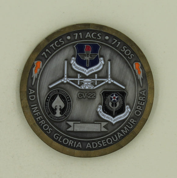 71st Special Operations Sq CV-22 AFSOC Air Force Challenge Coin