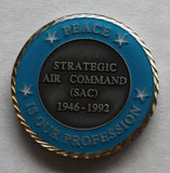 Strategic Air Command SAC Peace Is Our Profession Antique Silver Finish Air Force Challenge Coin
