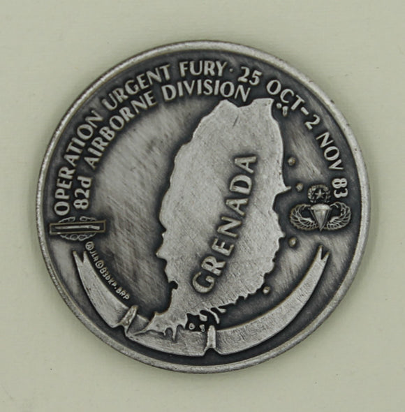 82nd Airborne Division Operation Urgent Fury Grenada ser#0786 Army Challenge Coin