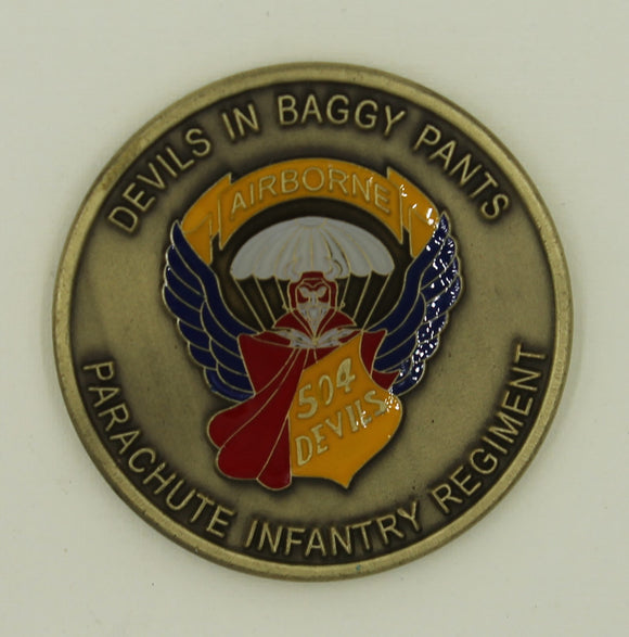 82nd Airborne Division 504th PIR Devil In Baggy Pants ser#574 Commander Army Challenge Coin