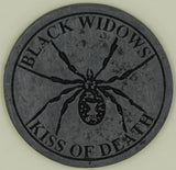 421st Fighter Sq Black Widows Kiss of Death engraved: RDG Air Force Challenge Coin