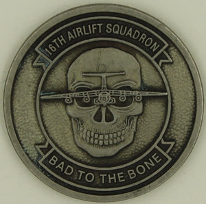 16th Airlift Squadron C-141 Startlifter Bad To The Bone Air Force Challenge Coin / 437th MAW
