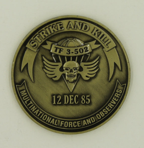 101st Airborne Division TF 3-502 1985 Sinai Strike and Kill Army Challenge Coin