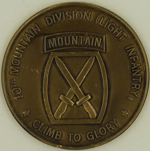 10th Mountain Division Light Infantry Army Challenge Coin
