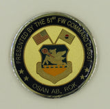 51st Fighter Wing Osan Korea Command Chief Richard Jette Air Force Challenge Coin