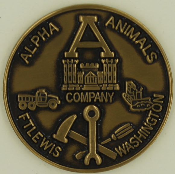 864th Engineer Battalion Combat Heavy Alpha Co Ft Lewis Army Challenge Coin