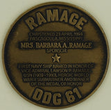 USS Ramage DDG-61 Christened 1994 Navy Challenge Coin