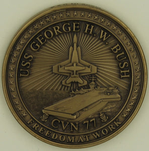USS George H Bush Aircraft Carrier CVN-77 Navy Challenge Coin