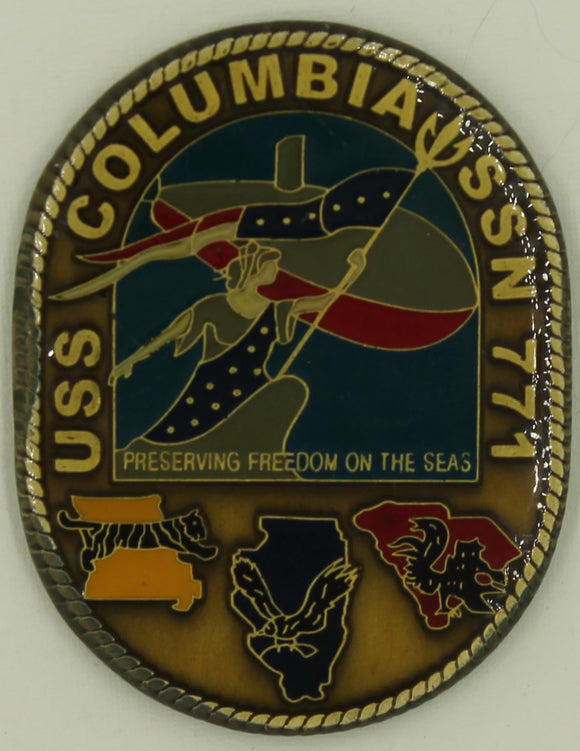 USS Columbia SSN-771 Commander Navy Challenge Coin