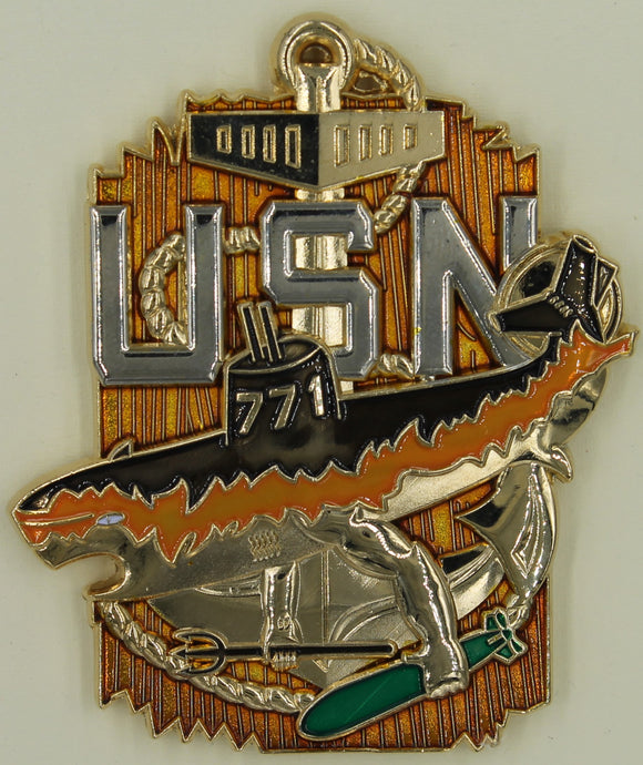 USS Columbia SSN-771 Last To Slide First IN Pride Chiefs Mess Navy Challenge Coin