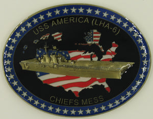 USS America LHA-6 Chief's Mess Navy Challenge Coin