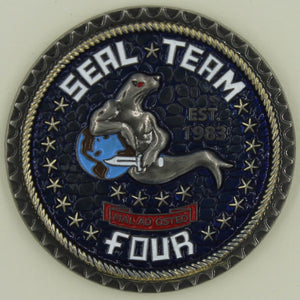 Naval Special Warfare SEAL Team Four / 4 Color LLTB Navy Challenge coin