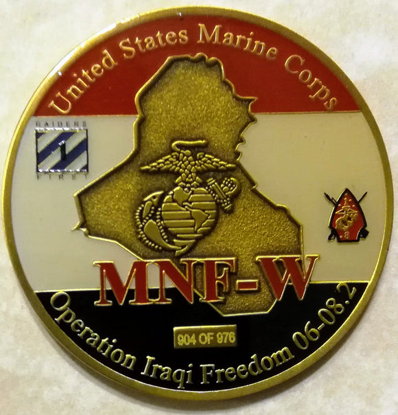 8th Marines 1st Battalion Multinational Force-West serial # 904 of 976 Marine Challenge Coin