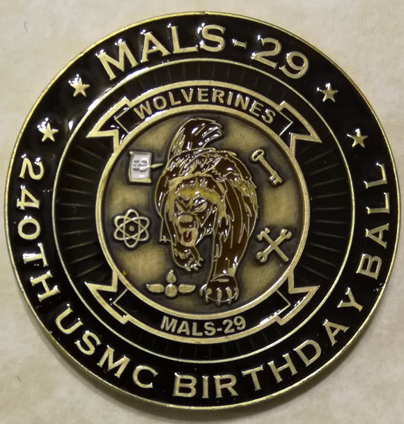 Marine Aviation Logistics Squadron 29 MALS-29 Wolverines 70th Annv Iwo Jima Marine Challenge Coin