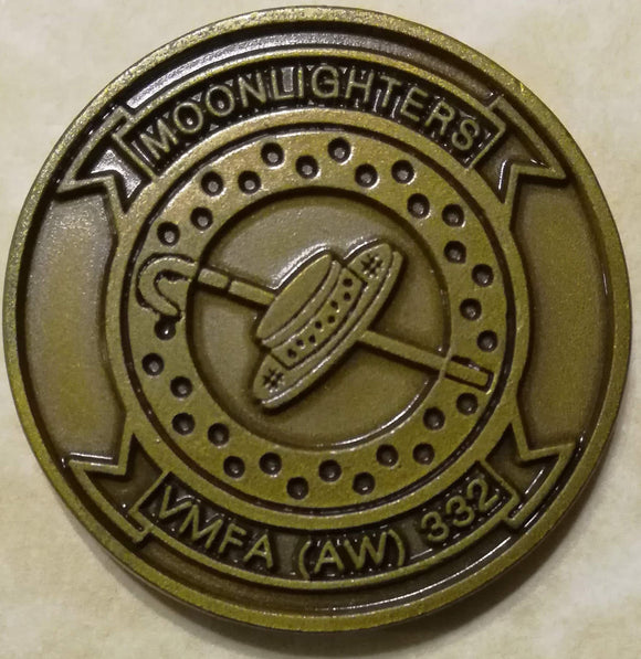 VMFA(AW)-332 Marine All Weather Fighter Attack Squadron 332 Moonlighters Marine Challenge Coin