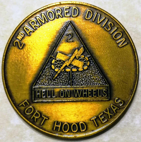 2nd Armored Division Hell On Wheels Fort Hood TX serial #'d Army Challenge Coin