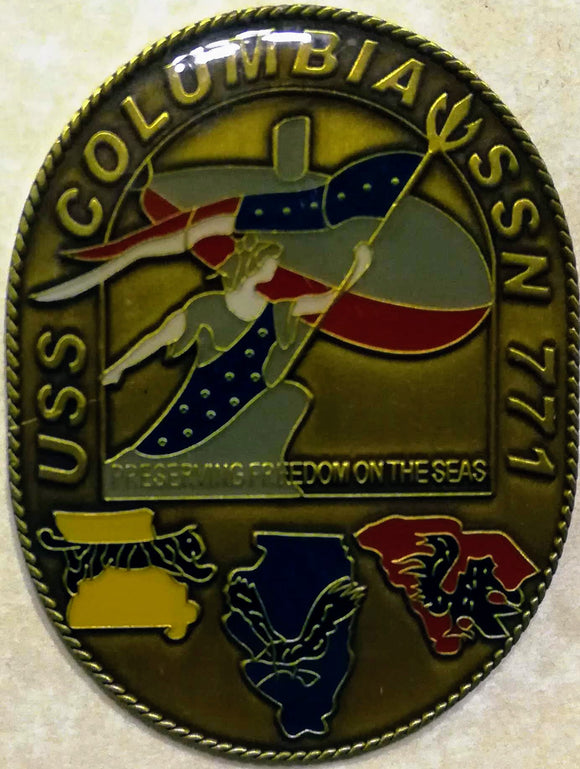 USS Columbia SSN-771 Chief's Mess Navy Challenge Coin