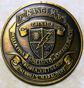 1st Ranger Battalion Grenada serialized on edge Army Challenge Coin