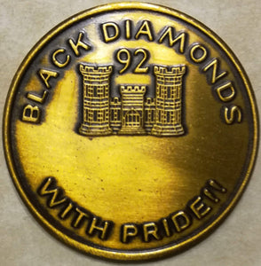92nd Engineer Combat Battalion Black Diamonds Army Challenge Coin