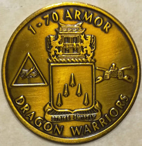 70th Armor Regiment 1st Battalion Army Challenge Coin