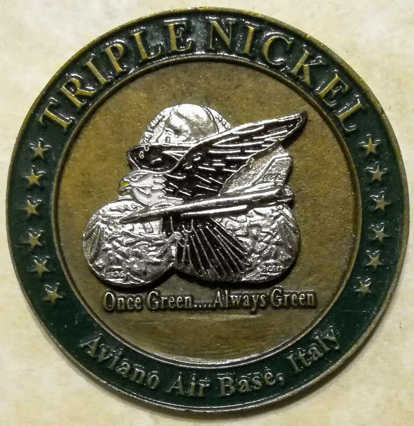 555th Fighter Sq Aviano AB, Italy Triple Nickle Air Force Challenge Coin