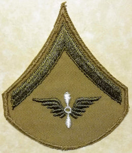 Army Air Corps Private 1st Class PFC Chevron/Stripe WWII Khaki Patch
