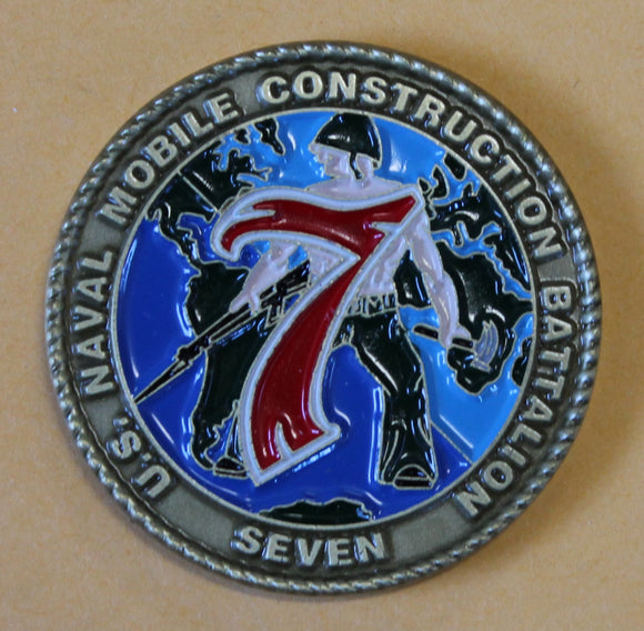 7th / Seventh Mobile Construction Battalion CB / Seabee Navy Challenge Coin