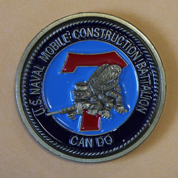 7th / Seventh Mobile Construction Battalion CB / Seabee First Class Petty Officer Assc. Navy Challenge Coin
