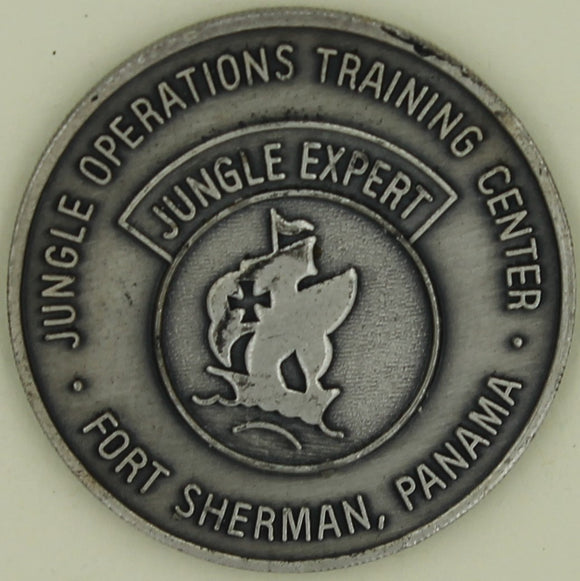Jungle Expert Operations Training Center Panama Antique Silver Challenge Coin