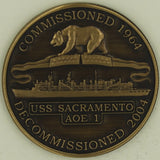 USS Sacramento AOE-1 Decommissioned 2004 Navy Challenge Coin