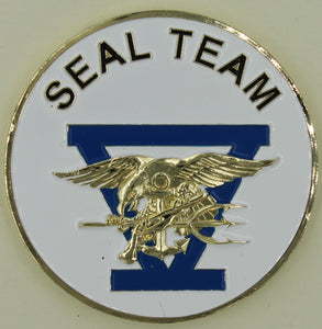 Naval Special Warfare SEAL Team 5/Five White & Blue Challenge Coin