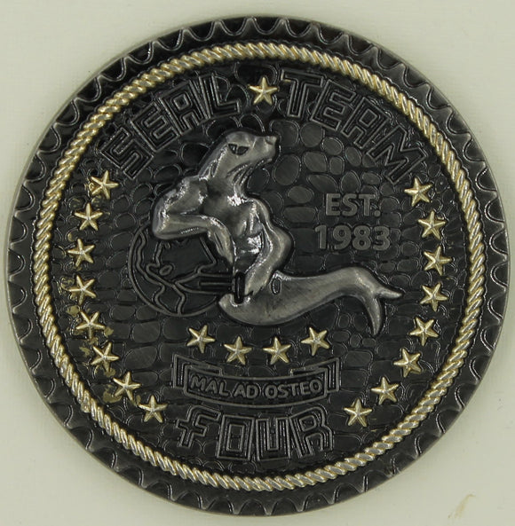Naval Special Warfare SEAL Team Four/4 Black Nickel LLTB Challenge Coin
